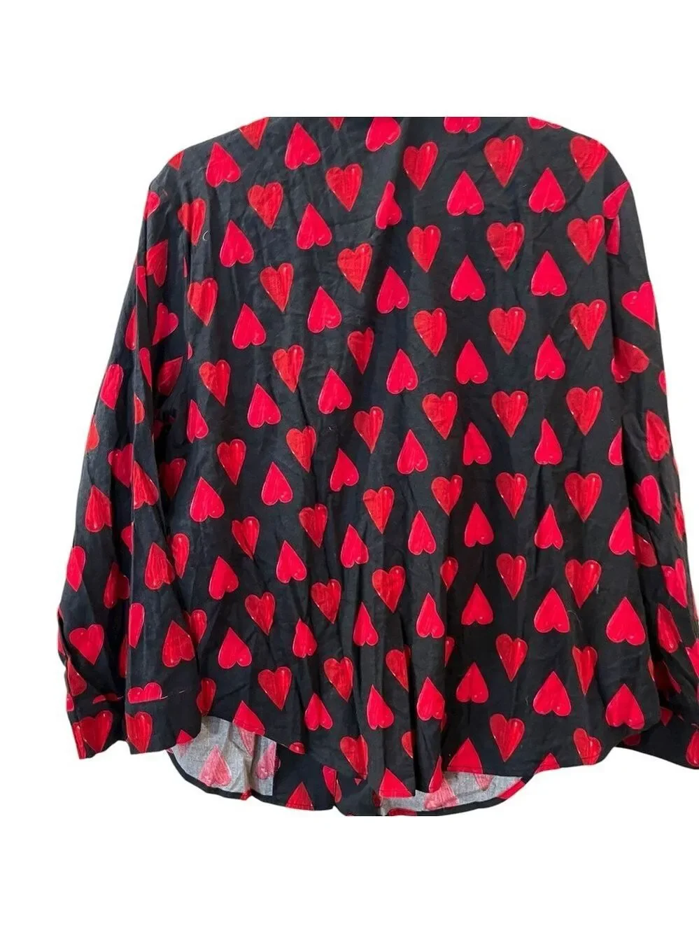 Victoria's Secret Women’s Long Sleeve Pajama Top Black Red Hearts Size: XXL NWT